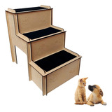 Escada Pet Para Locais Elevados Até 15kg Mdf Con Carpete Seguro Cor Mdf Cru Tamanho G Grupo Paraiso Mdf