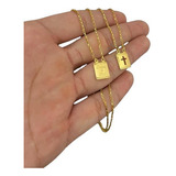 Escapulário Tijolinho 1mm Deus É Fiel Cruz Banhado A Ouro