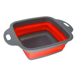 Escorredor Quadrado Peq De Alimentos Silicone Dobrável 18cm