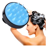 Escova Massageadora Couro Cabeludo Anti Caspa Anti Queda Cor Preto/azul