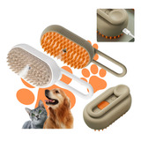 Escova Pet A Vapor 3 Em 1 Removedor Pelos Para Gatos E Cães Cor Branco/champagne