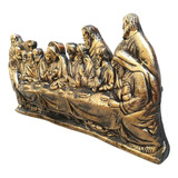 Escultura Bronze Antigo Santa Ceia Mesa E Parede Gesso 54cm Cor Ouro Envelhecido