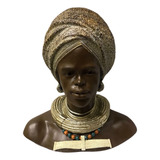 Escultura Busto Mulher Africana 29x19cm Inverno Verão