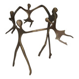 Escultura Ciranda Bronze Casal Com 3 Meninas