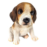 Escultura De Cachorro Beagle Filhote 15x11x13cm Decorativo