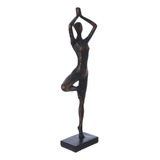 Escultura Decor Poliresina Yoga Marrom Bronze 37,5cm