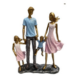 Escultura Decorativa Familia Estatueta Casal Colorido