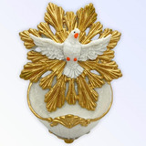 Escultura Divino Espirito Santo Parede Pia Água Benta 15 Cm