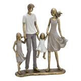 Escultura Familia Casal Com Duas Filhas Em Resina
