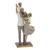 Escultura Familia Decorativa Com Casal De Filhos