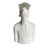 Escultura Homem C/flor Na Face Branco 