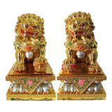 Escultura Leões Chineses Guardiões Do Templo 26cm Importada