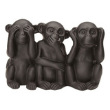 Escultura Macacos Em Cimento - Mart Cor Preto