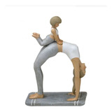 Escultura Mulher Yoga Com Bebe De Resina 13x7x19cm