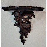 Escultura Peanha Antiga Em Madeira Rococó 18 Cm Alt. 
