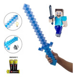 Espada De Diamante Brinquedo Com Luz E Som 58 Cm Minecraft