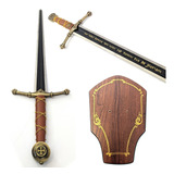 Espada Dos Templários Aço Inox 113cm Suporte De Parede 