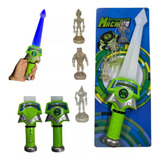 Espada Luminosa Musical Ben 10 + 3 Aliens Omnitrix Cor Verde