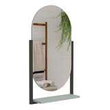 Espelheira C/ Prateleira Aço Decorat. P/ Banheiro Pistache