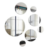 Espelho Acrílico Decorativo Prata Bolas/círculos 7 Peças 