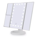 Espelho De Mesa 22 Led Com Aumento Para Maquiagem Giratório Cor Da Moldura Branco
