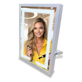 Espelho De Mesa Branco Com Led - Touch- 40x28cm - Maquiagem 