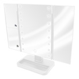 Espelho De Mesa Maquiagem Dobrável 16 Leds Touch Articulado Cor Da Moldura Branco