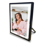 Espelho De Mesa Preto Com Led - Touch - 40x28cm - Maquiagem 