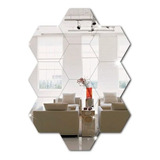Espelho Em Acrilico Decorativo Hexagonal Kit Com 10 Peças