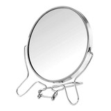 Espelho Mesa Dupla Face Maquiagem Banheiro Decoração 14cm Cor Da Moldura Prata
