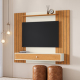 Estante Livro Painel Ripado Para Tv 43 Polegadas Berlim Com Gaveta Casa Jd Off White/ripado Nova Decor