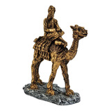 Estatua Camelo Beduíno Deserto Árabes Decoração Dourado