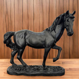 Estátua Decorativa Cavalo De Resina Detalhada Cor Preto Stillo Decor & Home