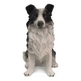 Estatueta Cachorro Colie Grande Em Resina * Enfeite Jardim Cor Decorado