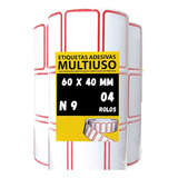 Etiqueta Adesiva Tarjada N9 Pc C 4 Rolos Cor Branco Desenho Impresso Liso