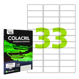 Etiqueta Impressora A4 25,4 X 63,5mm 100 Fls Ca4356 Colacril