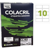 Etiqueta Impressora Carta 50,8x101,6mm 100 Fl Cc183 Colacril Cor Branco