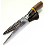 Faca Artesanal 6'' Tesoura Tosquia Chifre Madeira Osso T6/30