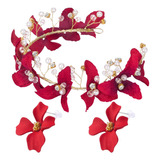 Faixa De Cabelo De Noiva Flower Crown Com Rosa Vermelha De S