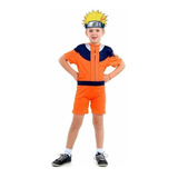 Fantasia Cosplay Naruto Infantil Curto C/peruca 2 A 12 Anos