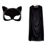 Fantasia Da Mulher Gato Kit C/ 1 Mascara E 1 Capa - 2 Pçs
