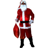 Fantasia Papai Noel Adulto Cetim Luxo Kit 8 Itens P Ao Gg