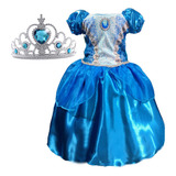 Fantasia Princesa Vestido Criança Menina Infantil Azul