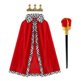 Fantasia Rei Infantil Kit C/ Capa Rei Bastão Rei Coroa Rei