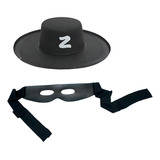 Fantasia Zorro, Chapéu E Máscara Feminino/masculino 2 Peças Cor Preto