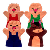 Fantoche 3 Porquinhos E Lobo Mau Brinquedo Educativo Feltro