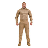 Farda Militar Camisa Combat Shirt Caqui + Calça Cargo Tática