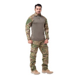 Farda Tática Combat Shirt +calça Camuflada Multicam Airsoft