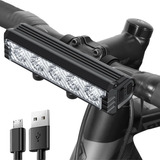 Farol Bike 5 Leds Potentes Recarregável Usb 66000 Mah Cor Preto