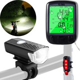 Farol Bike Velocímetro Digital Prova Agua Luz Lanterna Led 